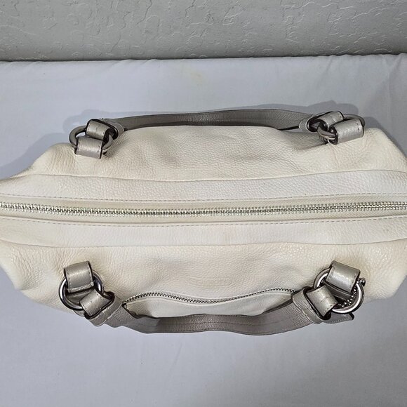 Coach F17566 Alexandra Ivory & Gray Pebble Grain Leather Shoulder Tote Bag - Picture 13 of 16